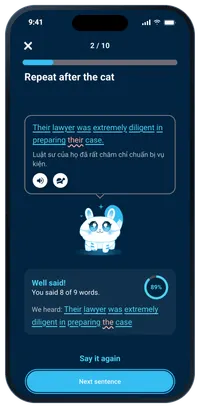 Dictation: a sentence to hear and a microphone