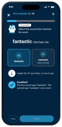 Pronunciation: sounds to play and a microphone