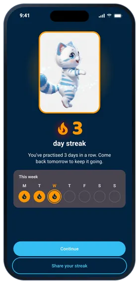 A streak of days in a row in Lexis Lift